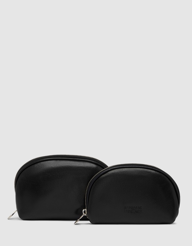 Republic of Florence - Duo Black Leather Pouch Set