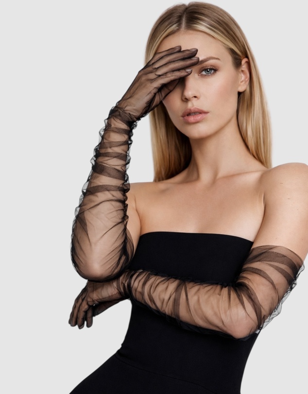 High Heel Jungle - Katherine Ruched Tulle Gloves