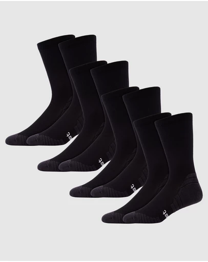 Pussyfoot - 4 Pack Sport Running Crew Socks – Compression & Coolmax