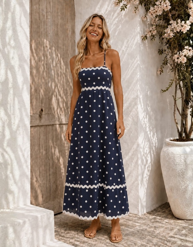 Esther & Co - Priah Dress - Navy Spot