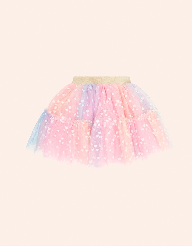 Huxbaby - Rainbow Flocked Hearts Tiered Skirt - Kids