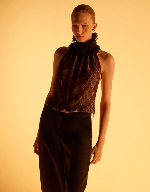 M.N.G - Lace Top With Ruff Collar