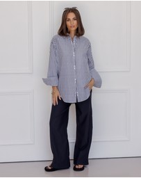 ALEXANDRA - Austin Shirt Navy Stripe