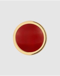 Kuzzoi - ICONIC EXCLUSIVE - Earrings Male Basic Circle Geo Enamel Red 925 Sterling Silver Gold Plated