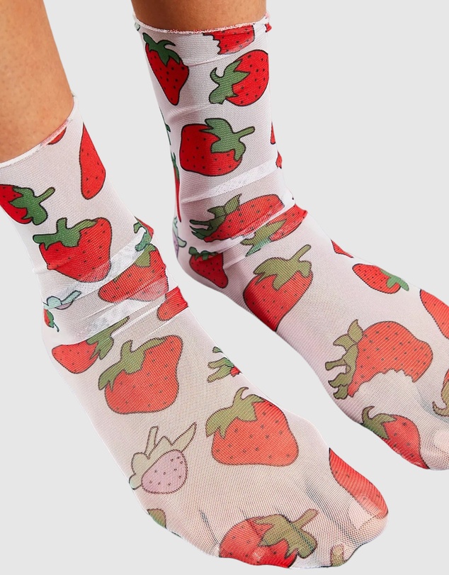 High Heel Jungle - Retro Sheer Strawberry Fields Sock