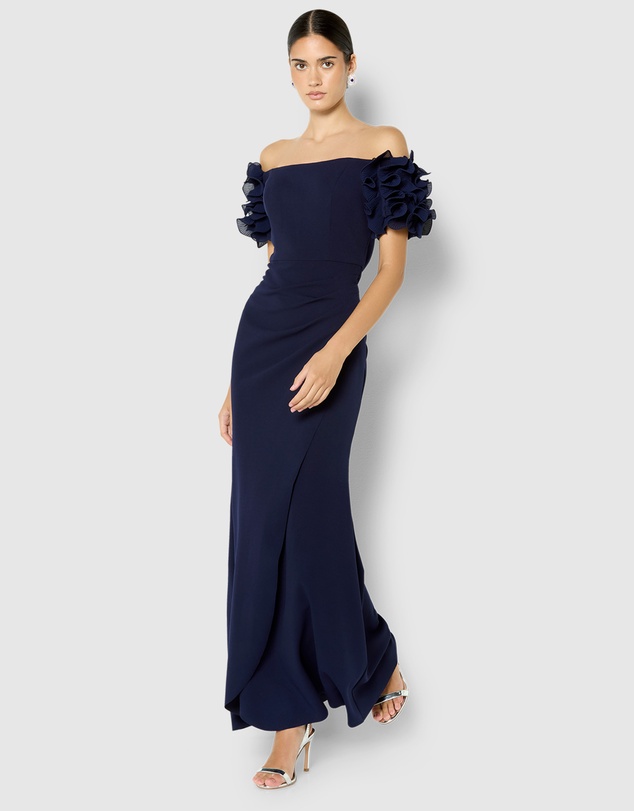 Montique - Diana Ruffle Sleeve Gown