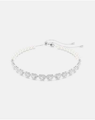 Swarovski - Ariana Grande x Swarovski Tennis choker, Mixed cuts, Heart, White, Rhodium plated