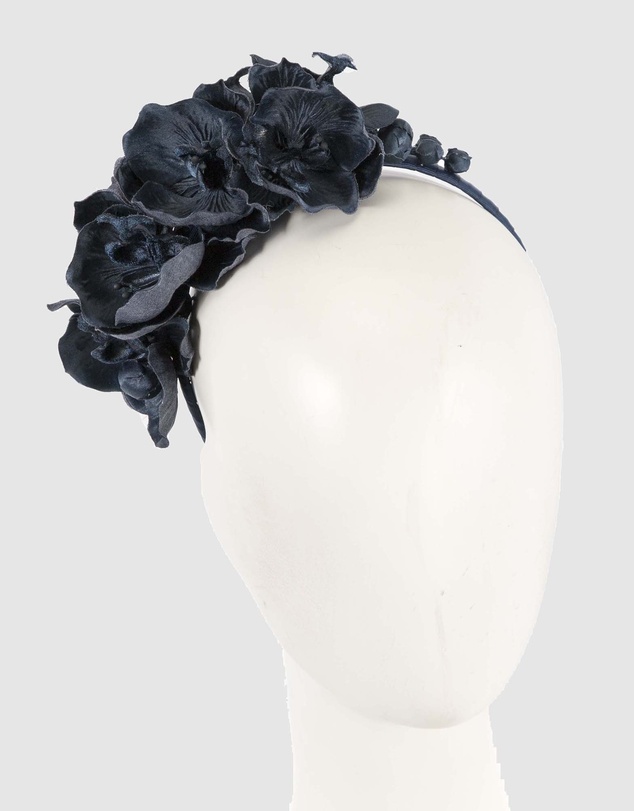 Max Alexander - Navy Orchid Flower Fascinator