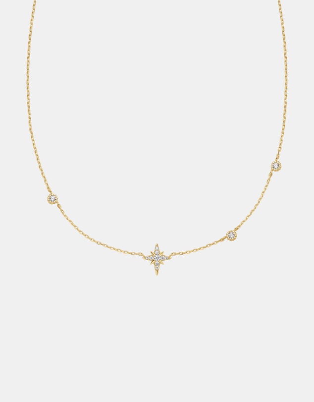 Ania Haie - Ania Haie Gold Eight-Pointed Star Cubic Zirconia Station Necklace