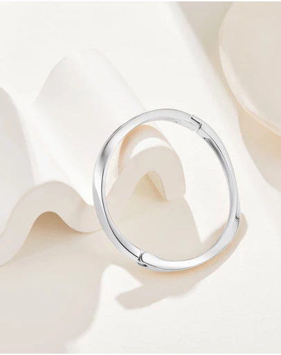 Mestige - Sienna Asymmetrical Bangle - Silver Plated