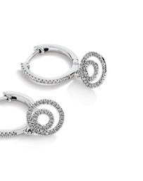 Michael Hill - Fine Double Circle Diamond Drop Huggie Earrings in Sterling Silver