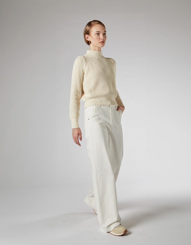 DRICOPER DENIM - Mila Ivory Mid Rise Palazzo Jeans