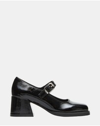 Steve Madden - Lisbon Black Crinkle Patent Mary Jane Loafers