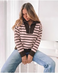 Esther & Co - Tanner Knit - Pink Stripe