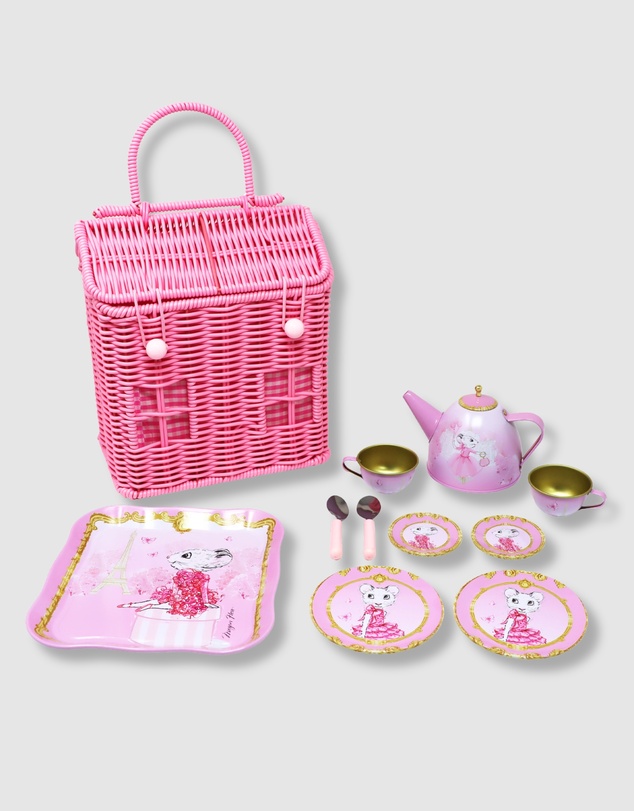 Claris the Chicest Mouse in Paris - Claris The Chicest Mouse In Paris 11 Pieces Tea Set with Woven Basket