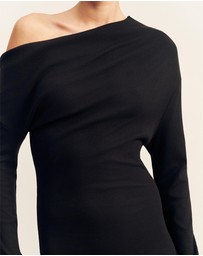 Shona Joy - Aby Draped Asymmetrical Long Sleeve Maxi Dress