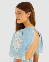 Farm Rio - Embroidery Short Sleeve Midi Dress