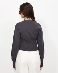 Dazie - Mira Cinched Waist Button Up Cardigan