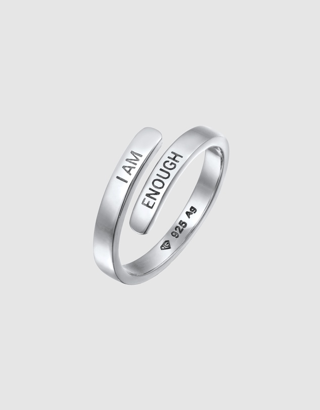 Elli Jewelry - Ring I am Enough Wording 925 Sterling Silver