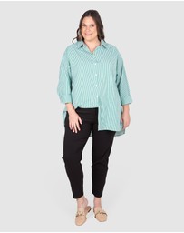 Love Your Wardrobe - Leah Stripe Curved Hem Over Shirt