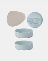 Lilly + Dash - Dog Eat and Drink Set – 2 Bowls + Lick Insert + Slate Placemat Set