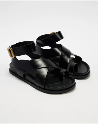 AERE - Leather Crossover Footbed Sandals