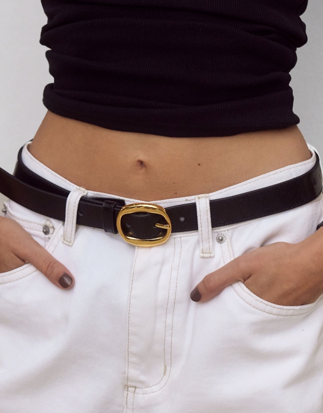 CENDRE - Bennet Belt Black Crinkle 18K Gold