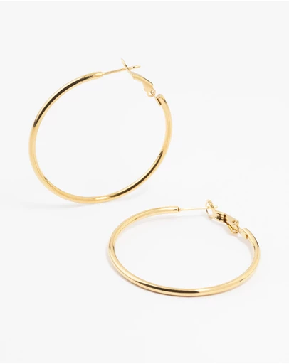 Lovisa - Gold Plated Surgical Steel Thin Hoop Earrings 40 MM