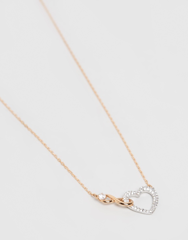 Swarovski - Hyperbola necklace, Infinity and heart, White, Mixed metal finish