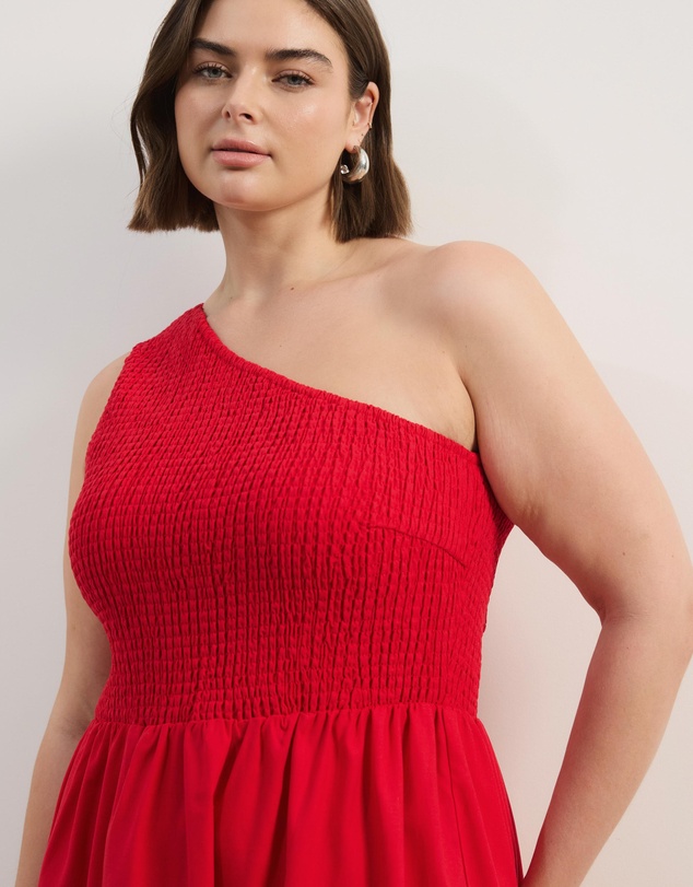 Atmos&Here Curvy - Josie Linen Blend One Shoulder Tiered Maxi Dress