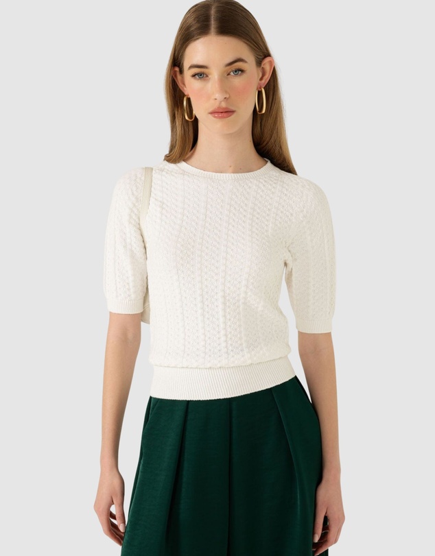 SACHA DRAKE - Short Sleeve Chevron Knit Top