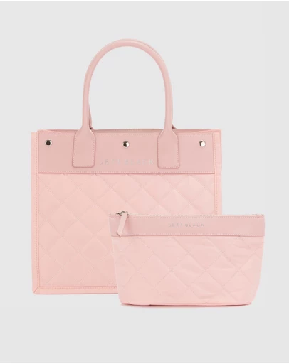 JETT BLACK - Rose Quartz Quilted Tote Pouch Set