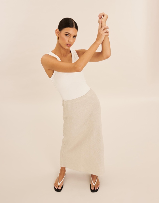 AERE - Linen Bias Cut Midi Skirt