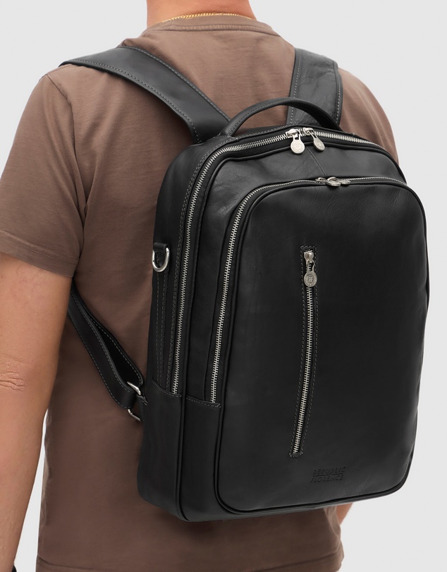 Republic of Florence - The Belfast Matt Black Laptop Backpack