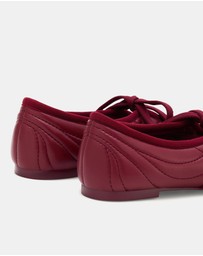 JW PEI - Erika Topstitching Lace-up Ballet Flats