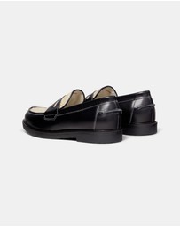 Duke + Dexter - Wilde Black + White Rattan Penny Loafer - Men's