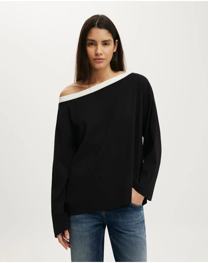 Cotton On - Boxy Off Shoulder Long Sleeve