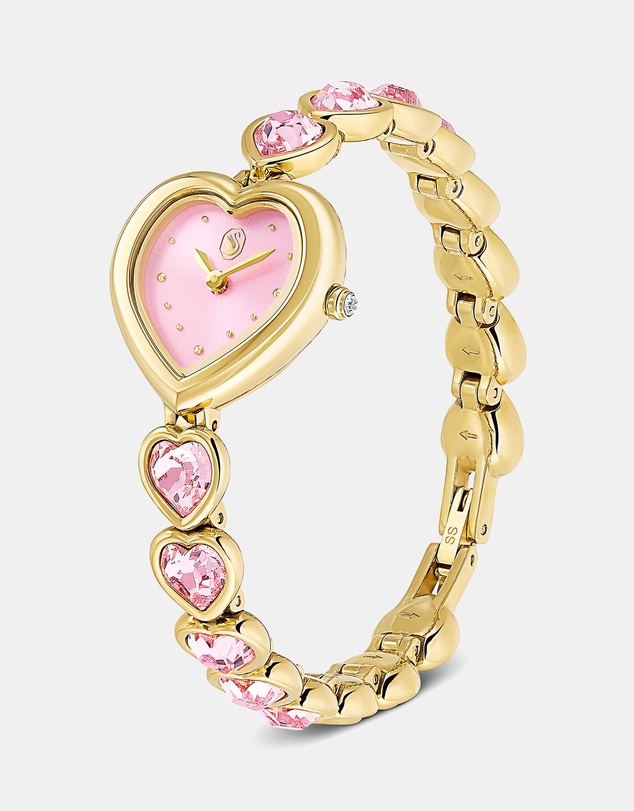 Swarovski - Idyllia Heart Watch, Crystal Bracelet, Pink, 18K Gold Finish