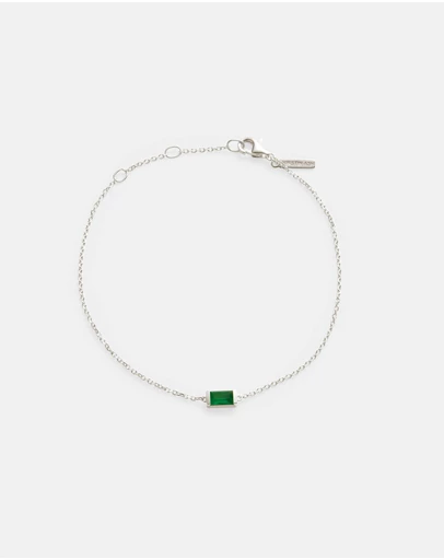 Kirstin Ash - Baguette Birthstone Bracelet May Green Onyx