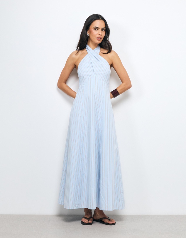 AERE - Shiloh Stripe Halter Maxi Dress