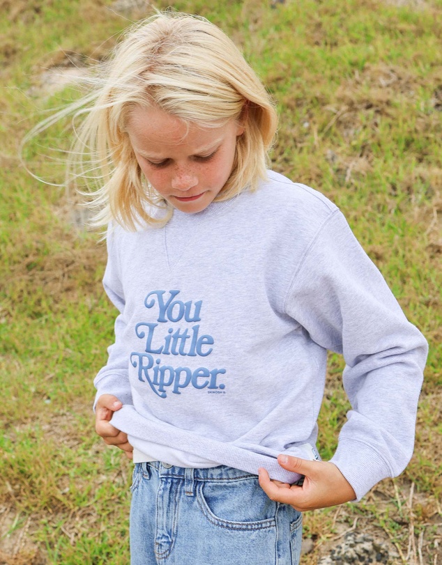 Skwosh - You Little Ripper Kids Crew Neck Sweat in Grey Marle