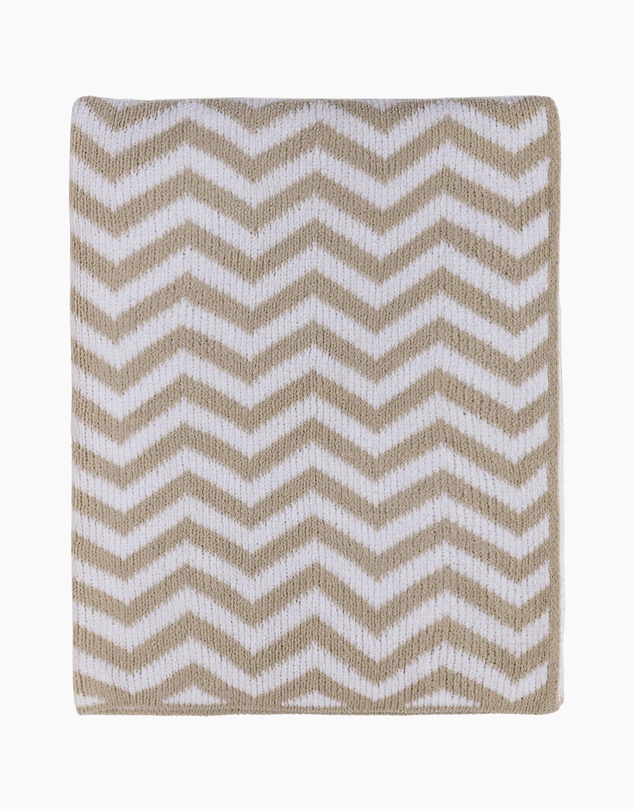 Living Textiles - Chenille Blanket - Chevron Taupe