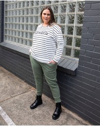 Love Your Wardrobe - LYW & Co Stripe Embroidered Sweat Top