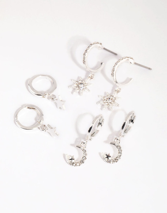 Lovisa - Silver Celestial Huggie Earring Pack
