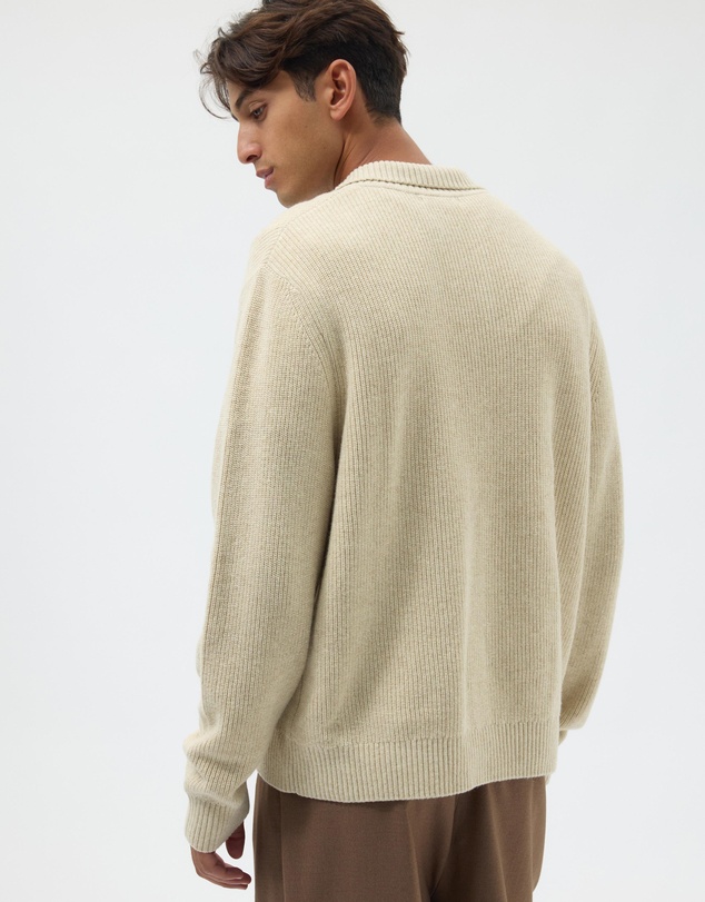 AERE - Wool Blend Chunky Knit Polo