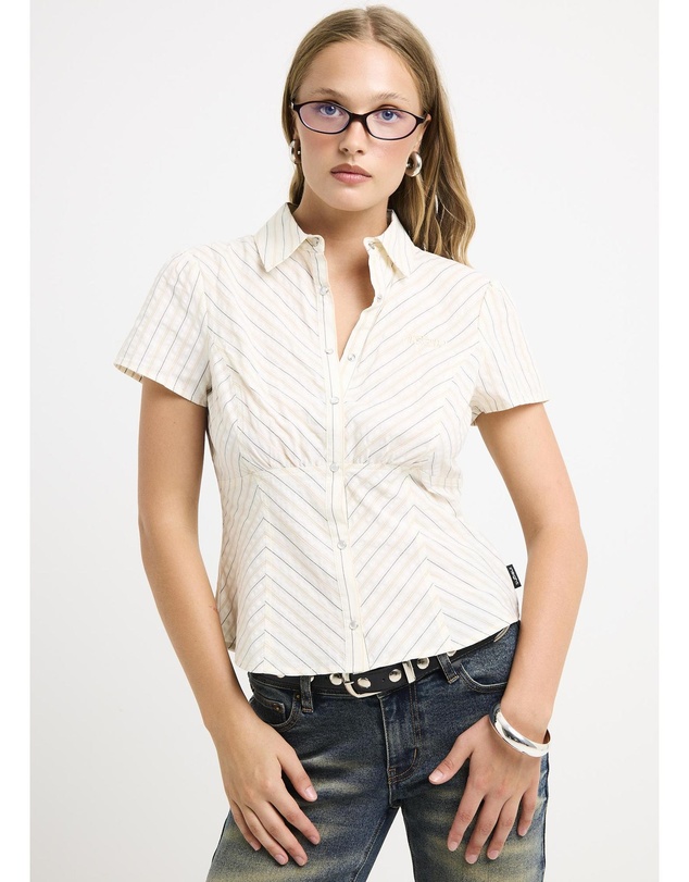 Insight - Zahra Short Sleeeve Bias Stripe Shirt