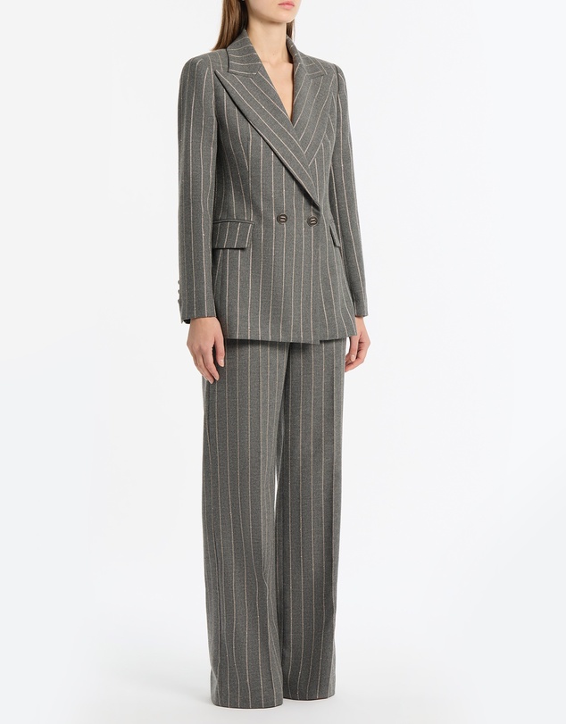 Carla Zampatti - Slate Italian Wool Pinstripe Wide Leg Pant