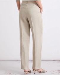 Marella - Linen Tapered Pleat-Front Pants