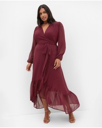 City Chic - Plus size Rylie Wrap Maxi Dress - burgundy