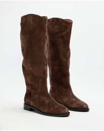 AERE - Knee High Suede Riding Boots